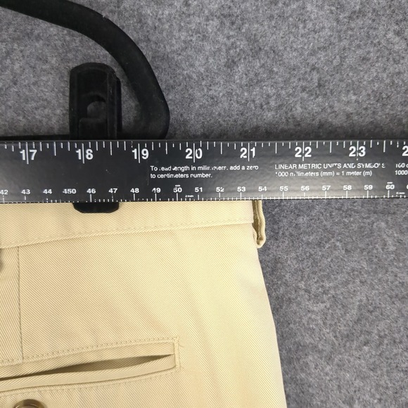 LL Bean Classic Fit Pleated Chinos Mens 42x32 Khaki Tan Cotton Pants - Picture 13 of 14